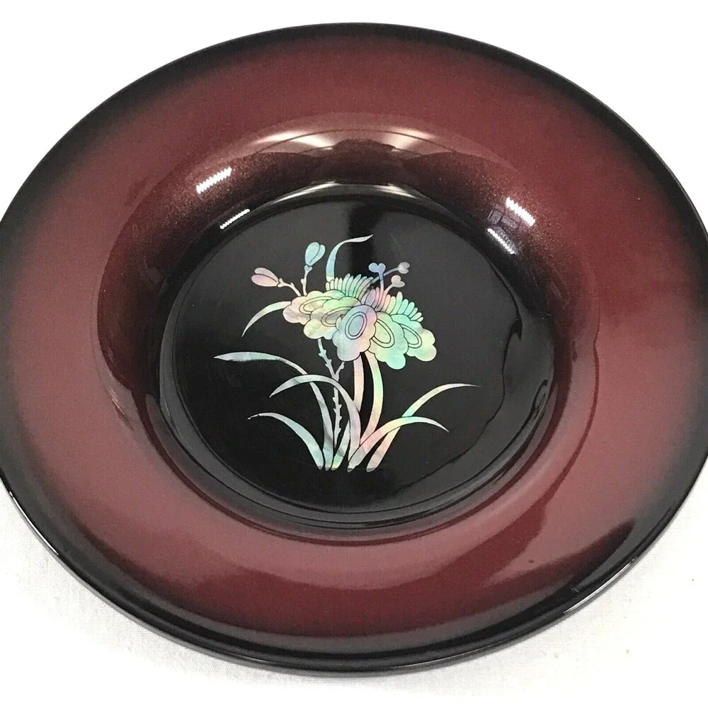 Set of 6 COASTERS Mother of Pearl Lacquer Ware FREESIA FLOWERS Shin Do Boxed NEW
